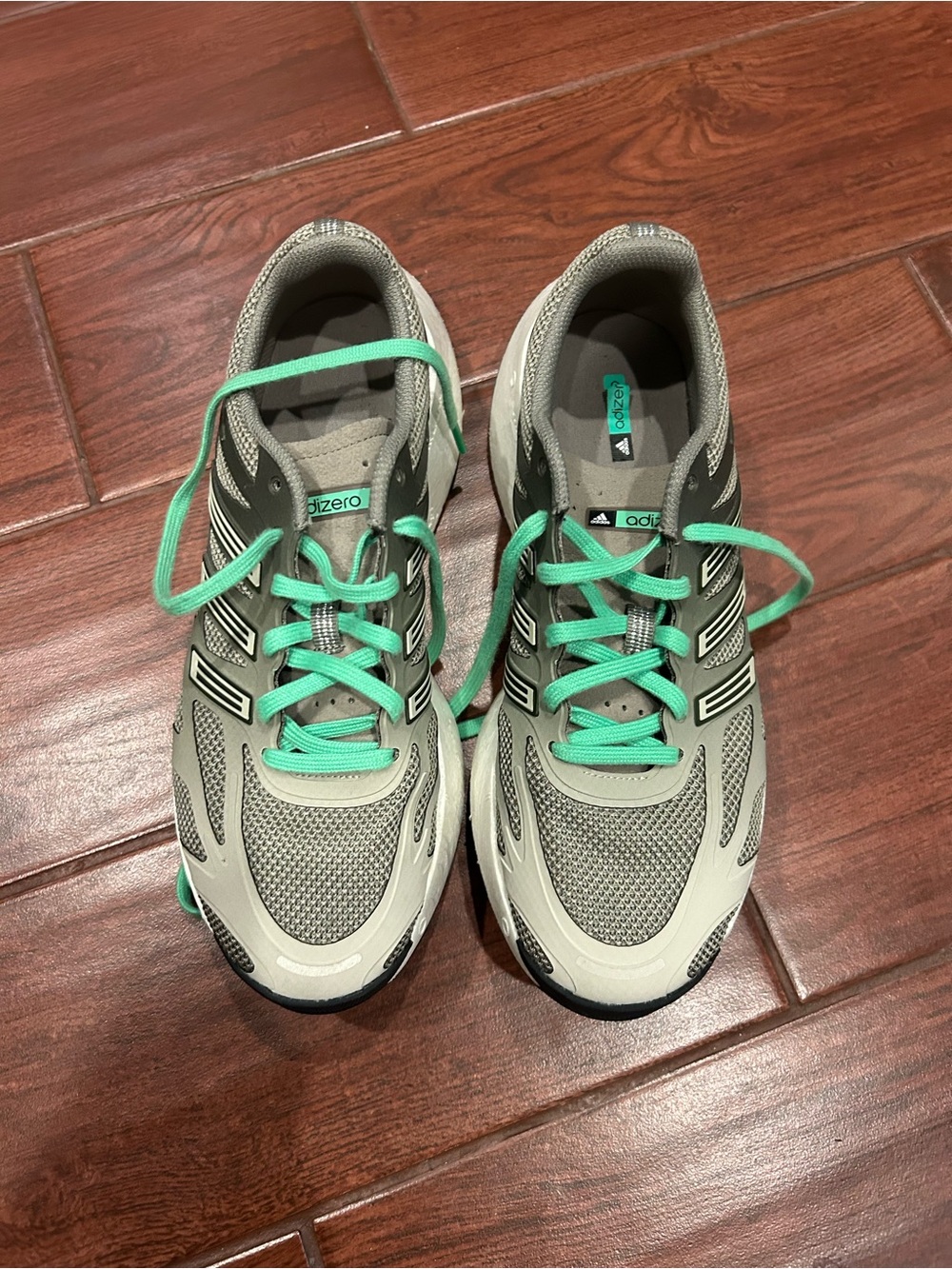 adidas Women’s Running Shoes - Light Gray with Mint Green Laces